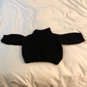 Baby's Black Hand Knit Vintage Turtleneck Sweater 70s UK